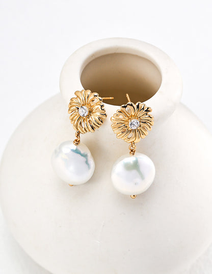 Flower Pearl Earrings – Cosmic Garden Glow