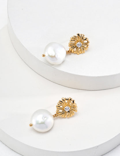Flower Pearl Earrings – Cosmic Garden Glow