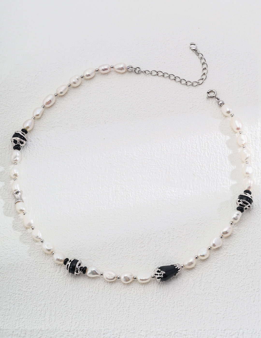Starry Night Symphony Necklace | S925 Two-tone Natural Pearl Black Agate