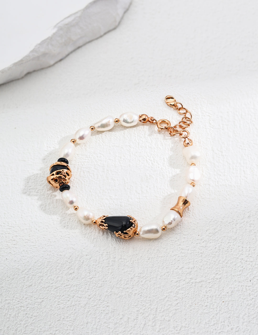 Starry Night Concerto Bracelet | S925 Natural Pearl Black Agate