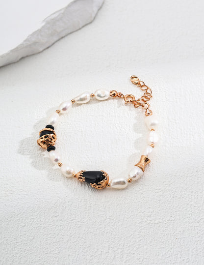 Starry Night Concerto Bracelet | S925 Natural Pearl Black Agate