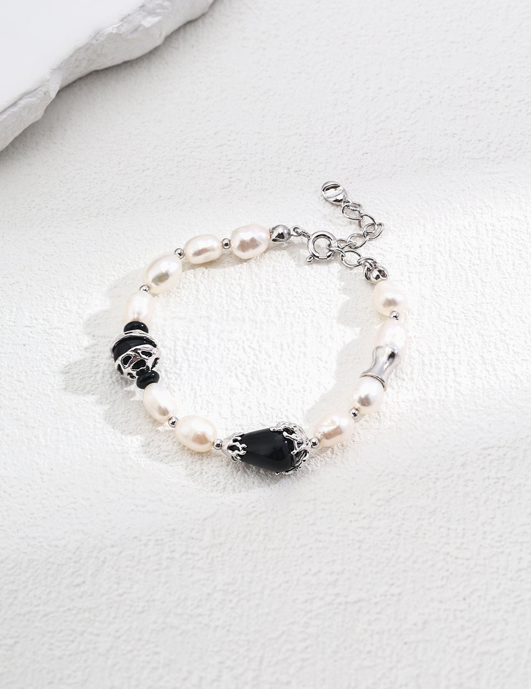 Starry Night Concerto Bracelet | S925 Natural Pearl Black Agate