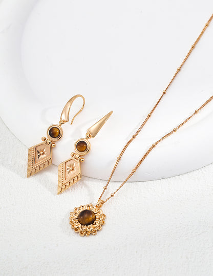 Galaxy Tiger Eye Earrings | S925 Silver Tiger Eye Stone