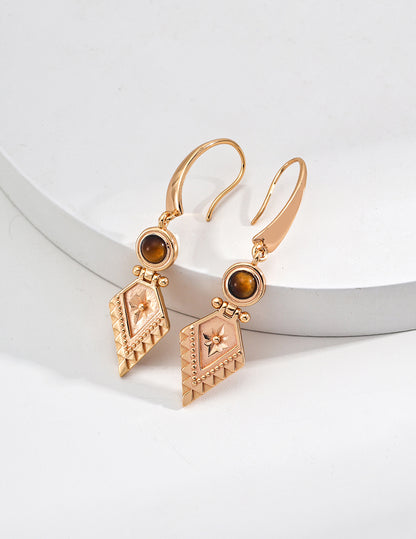 Galaxy Tiger Eye Earrings | S925 Silver Tiger Eye Stone