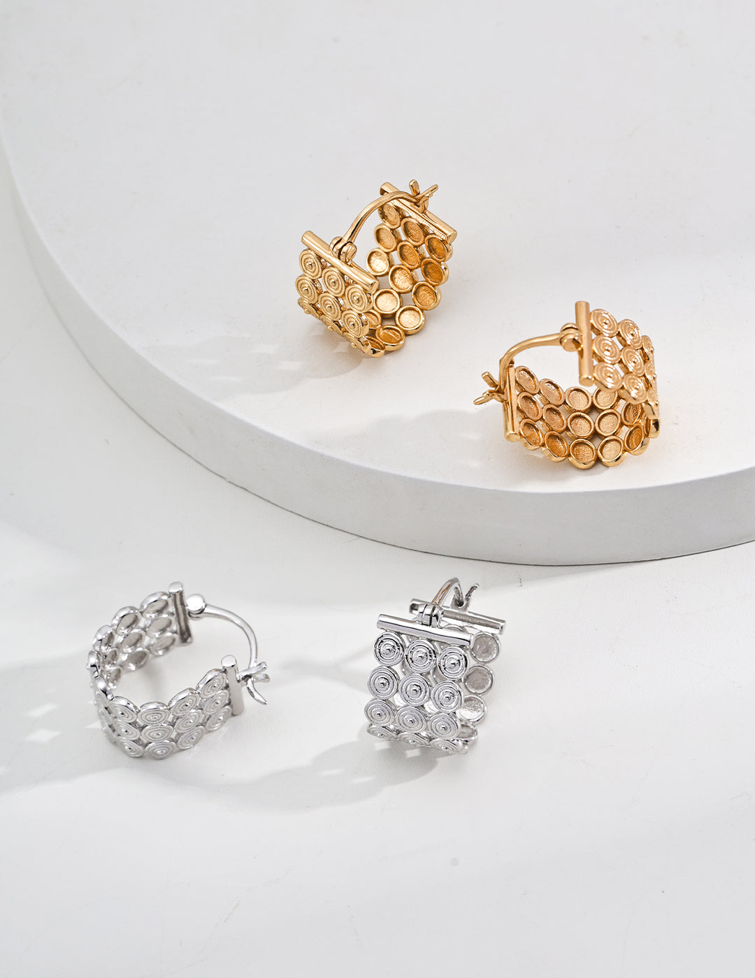 Star Track Minimalist Earrings | S925 Two-tone Geometric Earrings