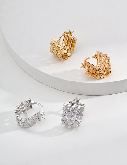 Star Track Minimalist Earrings | S925 Two-tone Geometric Earrings