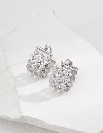 Star Track Minimalist Earrings | S925 Two-tone Geometric Earrings