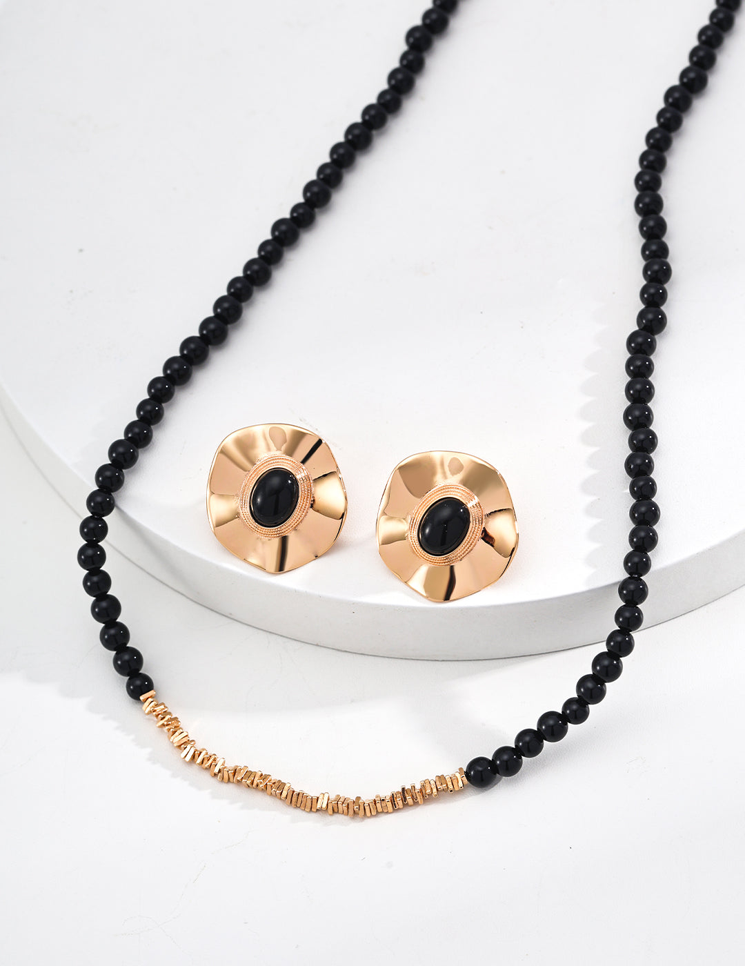 French Starry Night Earrings | S925 Silver Black Agate Shell