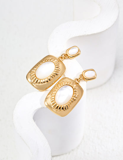 Stardust Pearl Earrings｜S925 Vintage Gold and Silver Silk Shell