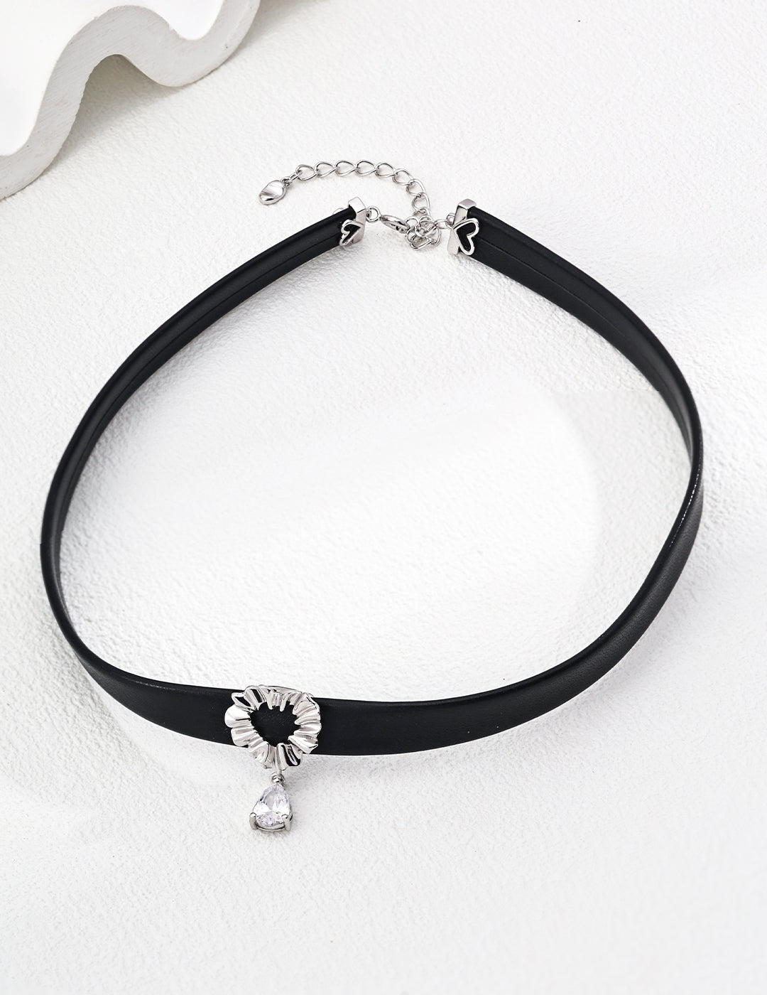 Dark Star Track Necklace | S925 Silver Zircon Choker Velvet/PU