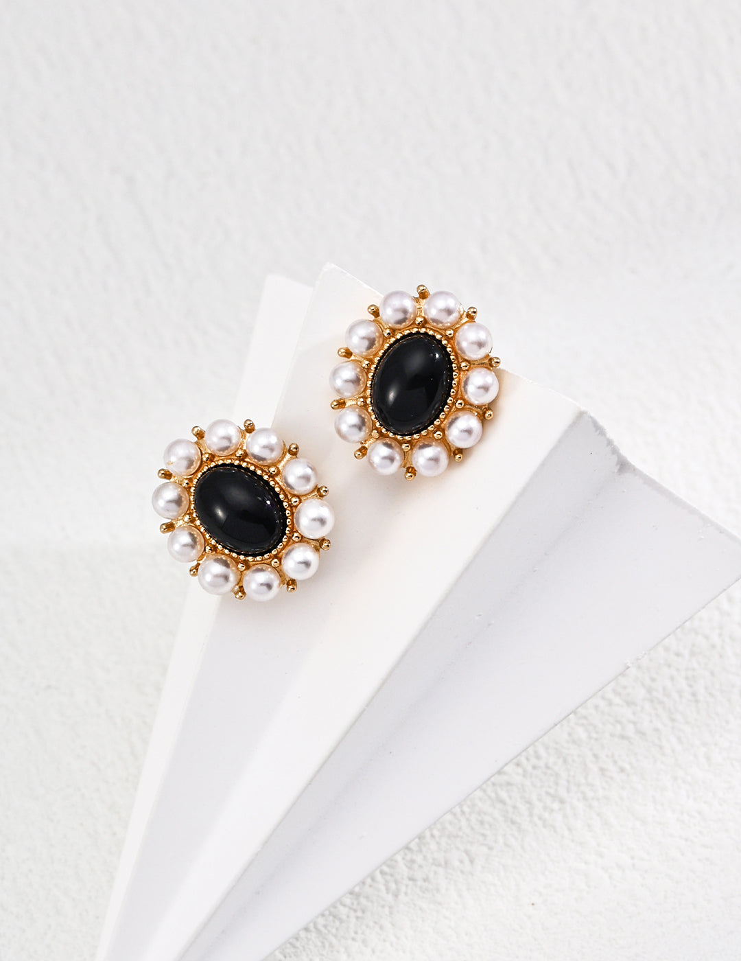 Dusk Shimmer Earrings | S925 Black Agate Imitation Pearl