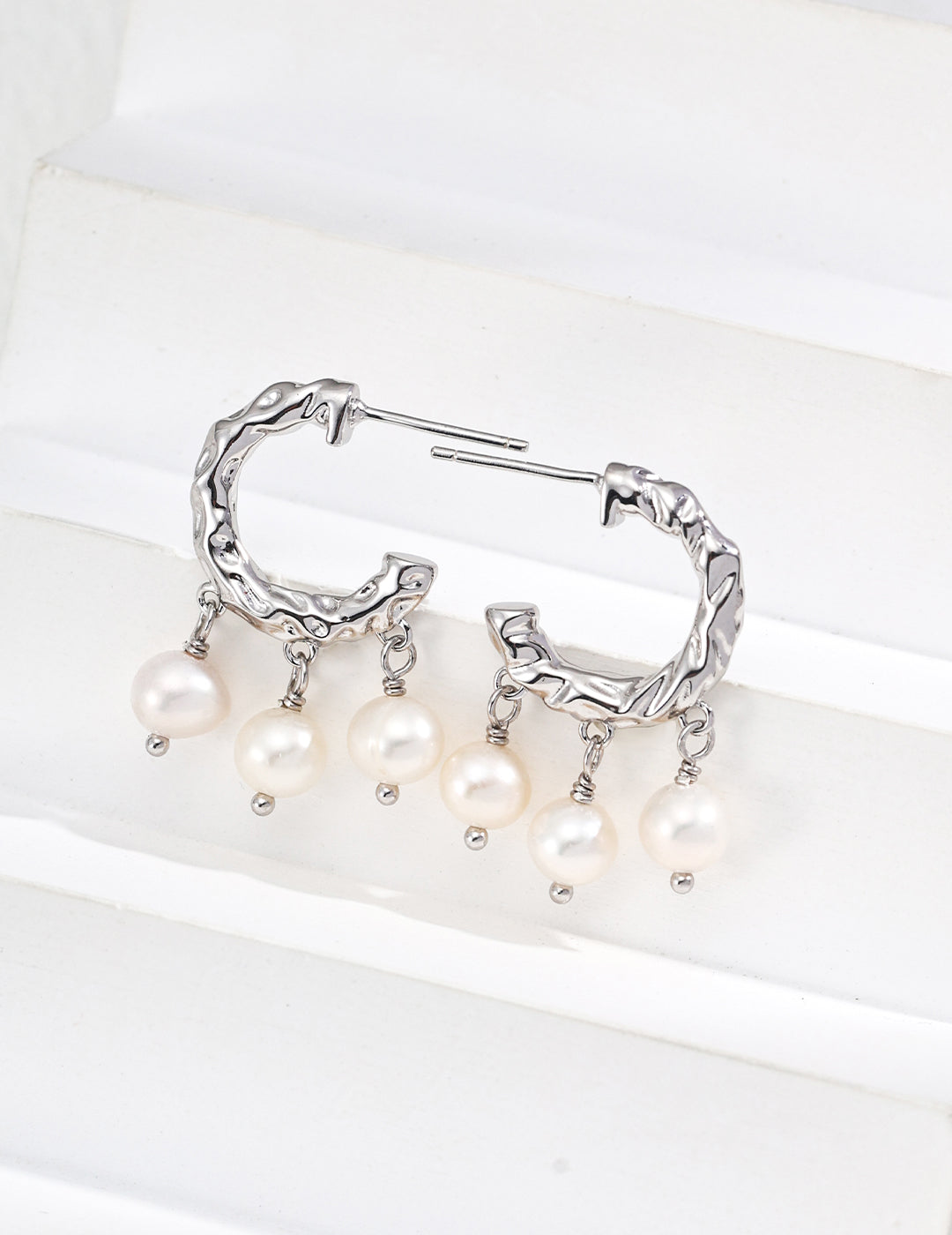 Waning Gibbous Moon Pearl Earrings