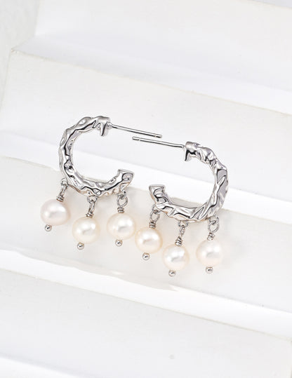 Waning Gibbous Moon Pearl Earrings