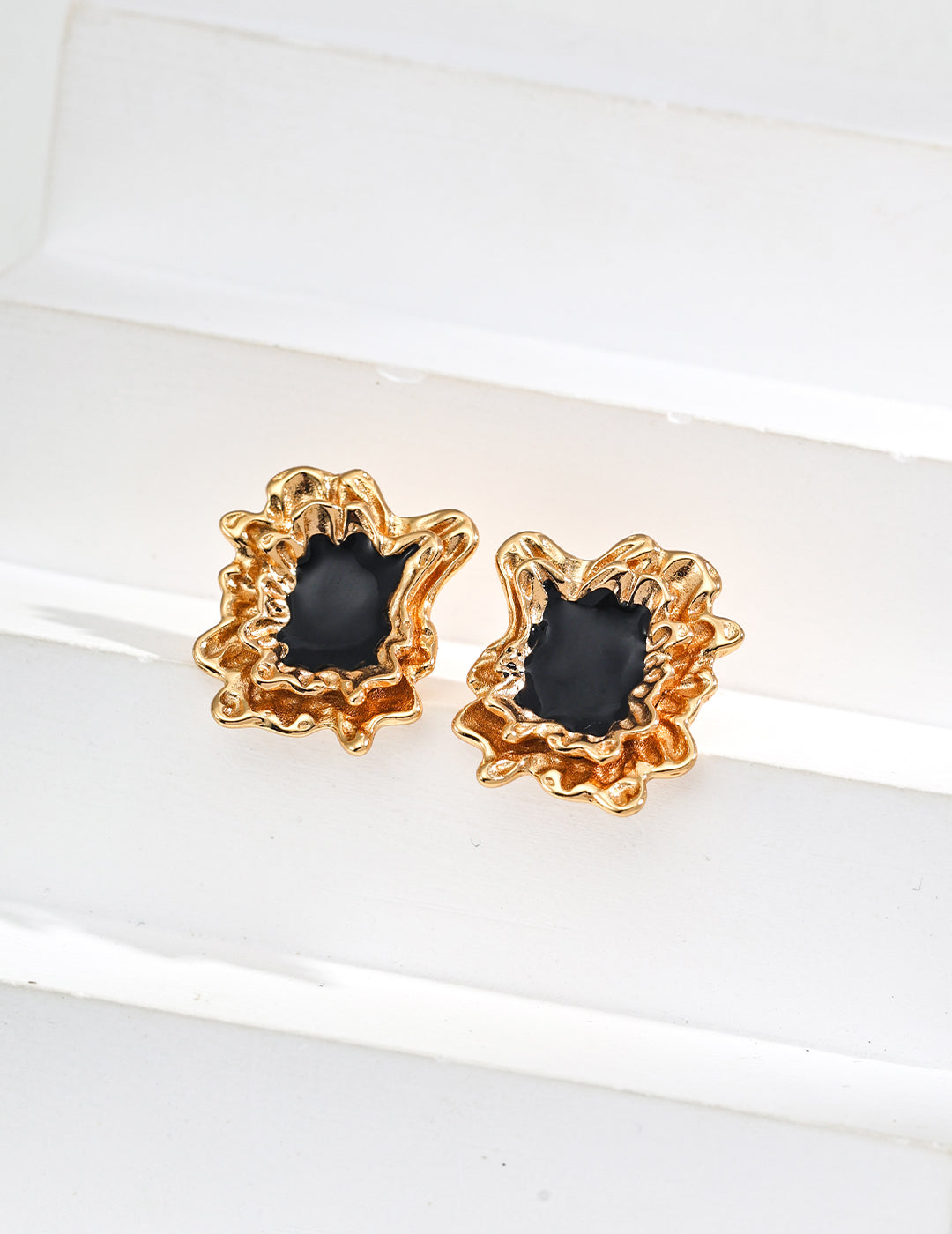 Dark Night Star Earrings | S925 Vintage  Black Glaze Agate Earrings