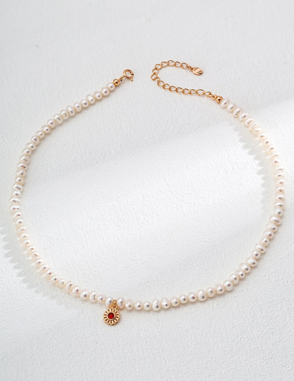 Double Star Gravity Set | S925 Silver Pearl Agate | Red and Black Stardust Necklace + Bracelet