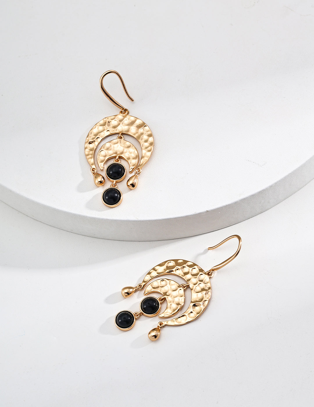 Night Banquet Star Track Earrings｜S925 Silver Black Agate Earrings