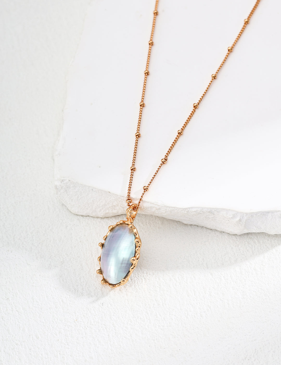 Gilded Moon Shadow Necklace | S925 Silver Mabe Pearl