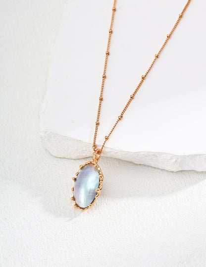 Gilded Moon Shadow Necklace | S925 Silver Mabe Pearl