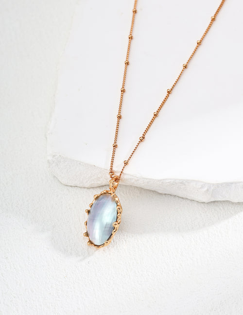 Gilded Moon Shadow Necklace | S925 Silver Mabe Pearl