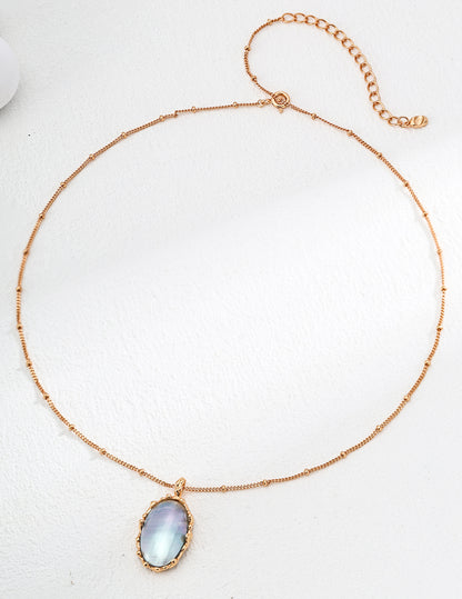 Gilded Moon Shadow Necklace | S925 Silver Mabe Pearl