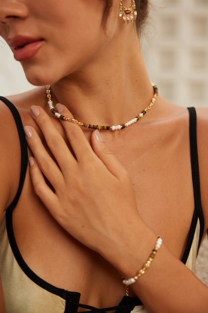 S925 Silver Pearl & Tiger’s Eye Necklace – Vintage Gold Elegance
