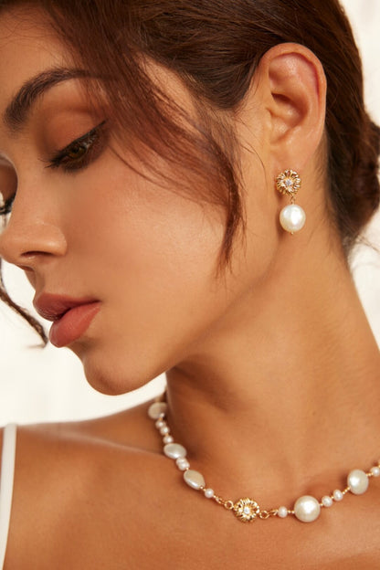 Flower Pearl Earrings – Cosmic Garden Glow